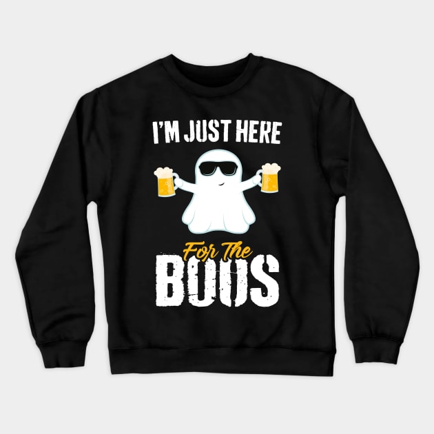 I'm Just Here For The Boos Adult Beer Funny Halloween Crewneck Sweatshirt by trendingoriginals